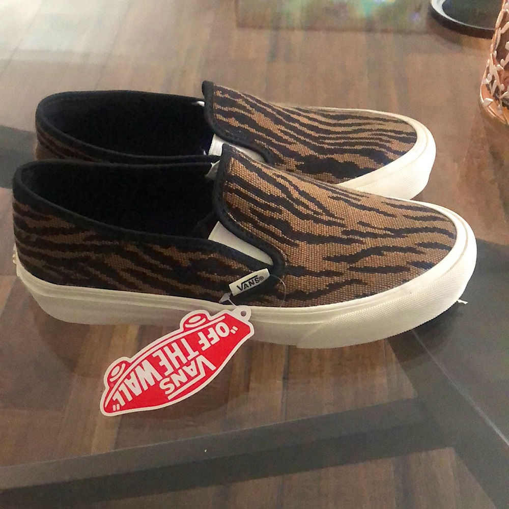 Woven Tiger Striped Slip-on Vans